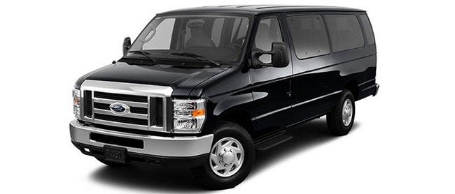 Black Ford Passenger Van